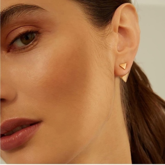 Gold 14k Gold Plated Triangle Stud Earrings - Picture 1 of 2
